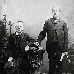 Portrait of two home children - two young men